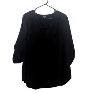 Torrid Harper 3/4 Roll Tab Sleeves Black Georgette Fabric Plus Size 1X Flowy